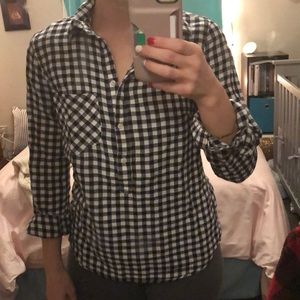 Black and white gingham flannel popover